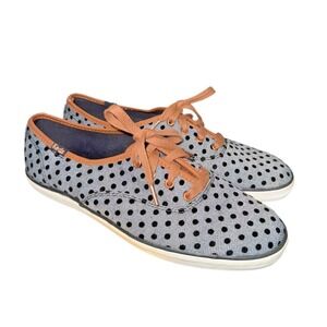 Keds Sneakers WOMENS Size 8 PRE-OWNED Gray/Black Polka Dot Shoes Low Top Lace Up